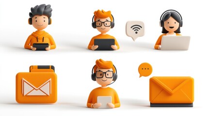 Poster - Enhancing digital communication icons of chat bubbles emails phones and wifi in modern connectivity online spaces visual content tech perspective communication standards