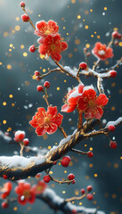 Sticker - Red Flowers in Winter