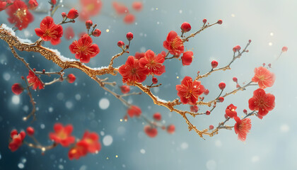 Sticker - Red plum blossoms in the snow