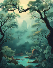 Wall Mural - Peaceful Forest Landscape