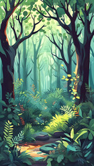 Wall Mural - Forest Path with Sunlight