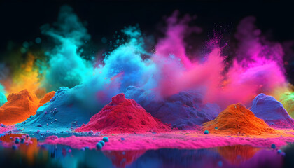 Colorful powder explosion