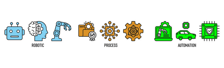 RPA concept banner icon contain of robotic  process  and automation vector illustration