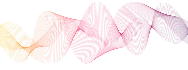 Poster - Abstract Multicolor gradient wave lines vector background, twisted curve lines . Visual music wave frequencies rhythm. Wave melody lines on white background. 