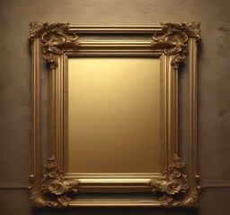 Wall Mural - Illustration of vintage golden frame.