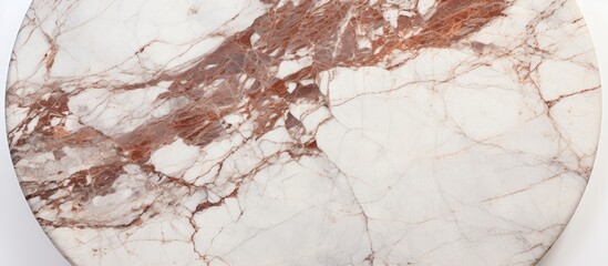 Leinwandbilder - Elegant marble surface featuring rich brown veining on a light cream backdrop, round shape centered in the image, ideal for interior design concepts.