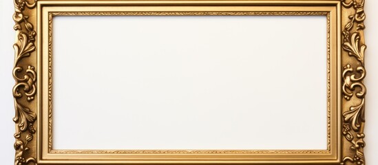 Leinwandbilder - Elegant golden ornate picture frame centered against a clean white background creating ample space for text or additional images on either side