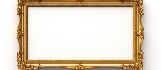 Poster - Elegant golden picture frame with intricate details positioned centrally against a bright white background, offering ample space for text or images.