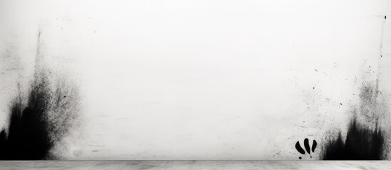 Leinwandbilder - Black fingerprint smudges on a white wall with ample negative space for text; features dark ink stains at lower left and subtle gradients across image.