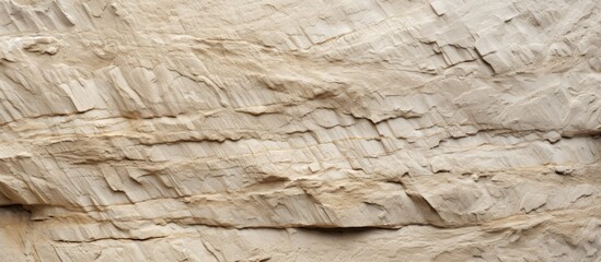 Poster - Textured limestone surface in warm beige tones with deep grooves and subtle shadows, occupying the entirety of the image for background use.