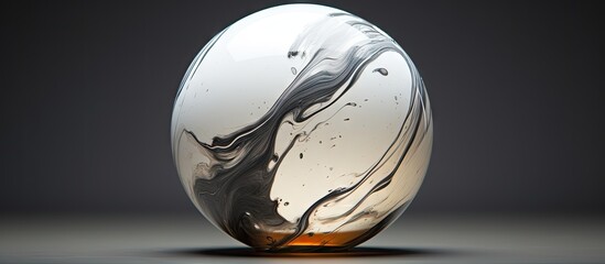 Leinwandbilder - Close up of a beautifully swirled marble with gray and white patterns set against a dark background creating ample space for text or graphics.