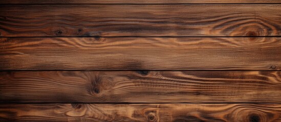 Leinwandbilder - Dark brown wooden planks with rich grain texture arranged horizontally, creating a warm rustic backdrop for various creative applications.