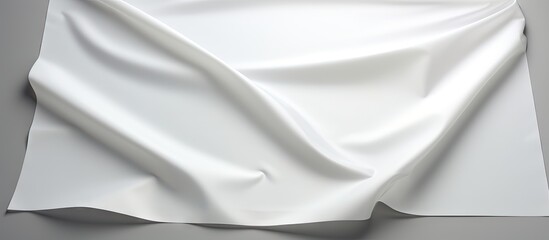 Leinwandbilder - Glossy white sheet of paper with gentle folds and creases on a gray background offering ample copy space for design elements and text.