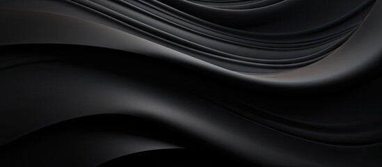 Fototapete - Elegant abstract black wave patterns on a dark background with smooth curves, creating a sophisticated and modern design for copy space.