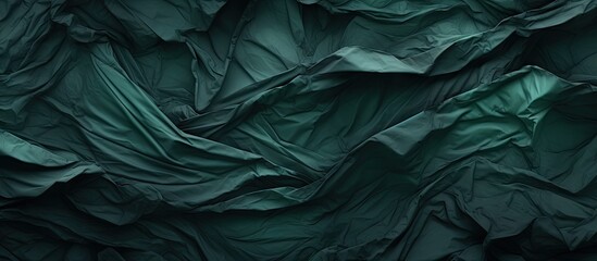 Leinwandbilder - Dark green textured fabric with deep folds and creases, creating a rich abstract background, suitable for artistic and design applications.