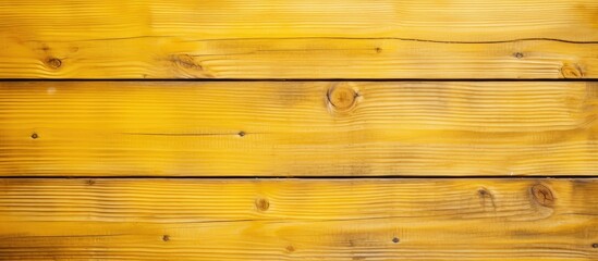 Fototapete - Clean yellow wooden wall with natural grain texture featuring horizontal planks providing ample copy space for text or graphics.