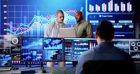 Poster - Analyzing KPI dashboard data on computer to monitor server control
