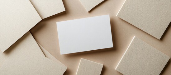 Leinwandbilder - Flat lay of neutral colored felt sheets in cream and tan with an empty white label in the center for messages offering ample copy space