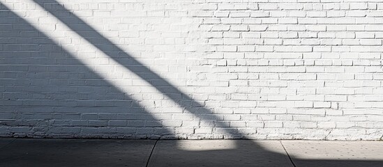 Poster - Diagonal shadows on a textured white brick wall create depth with stark contrasts in light, emphasizing the interplay of shadows on the surface.
