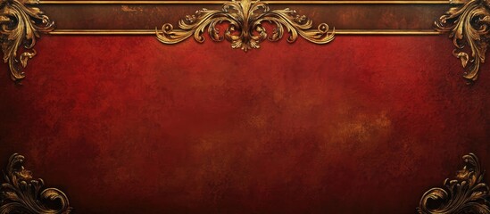 Aufkleber - Sophisticated dark red brown background with ornate gold accents centered at the top enhancing elegance for presentations or visual displays