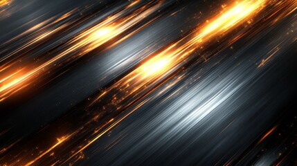 Wall Mural - abstract diagonal light streaks glowing orange and grey