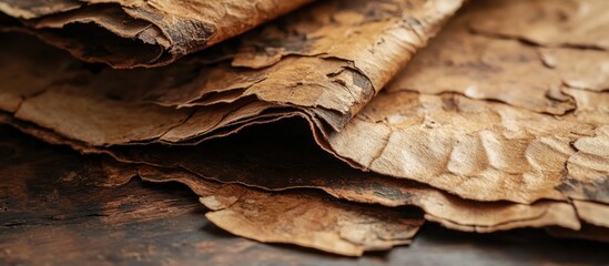Leinwandbilder - Antique yellowed paper texture in warm brown tones with rich detail showcasing layered wrinkles and distressed surfaces for vintage design elements