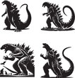 © Umar - Godzilla Vector silhouette on white background