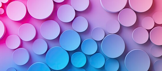 Poster - Geometric abstract background with pink to blue gradient circular shapes arranged on a textured surface creating a captivating visual effect