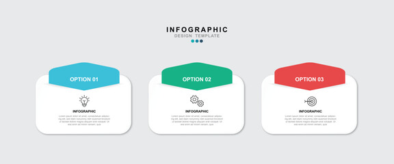 Aufkleber -  Vector Infographic label design template with icons and 3 options or steps. for your business data. Vector Illustration.