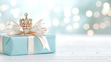 Luxurious Gift Box with Crown Festive Background Celebration