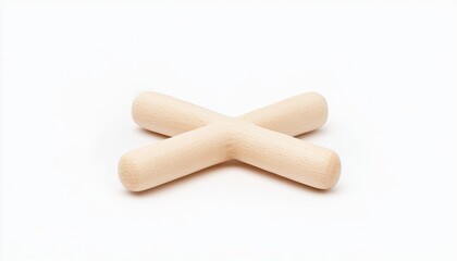 Minimalist wooden object positioned on a white background, showcasing its simple design and texture