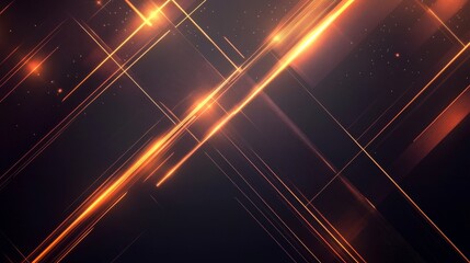 Wall Mural - abstract orange lines and glowing streaks on dark background