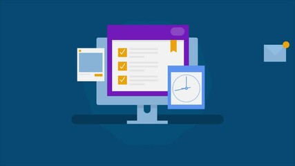 Wall Mural - Work flow management software, Project management tool, Online checklist, Worklist, Work scheduler, animation video clip