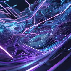 Wall Mural - 3d illustration of abstract technology background with high tech elements, computer generated