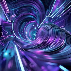 Wall Mural - 3d illustration of abstract technology background with high tech elements, computer generated