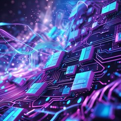 Wall Mural - 3d illustration of abstract technology background with high tech elements, computer generated