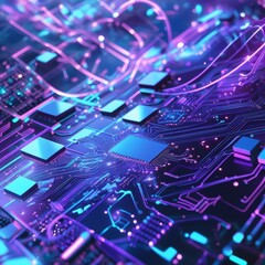 Wall Mural - 3d illustration of abstract technology background with high tech elements, computer generated