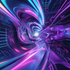 Wall Mural - 3d illustration of abstract technology background with high tech elements, computer generated
