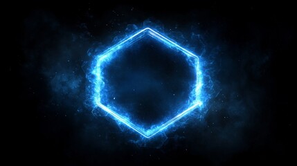 Wall Mural - Glowing Hexagonal Frame in Dark Nebula