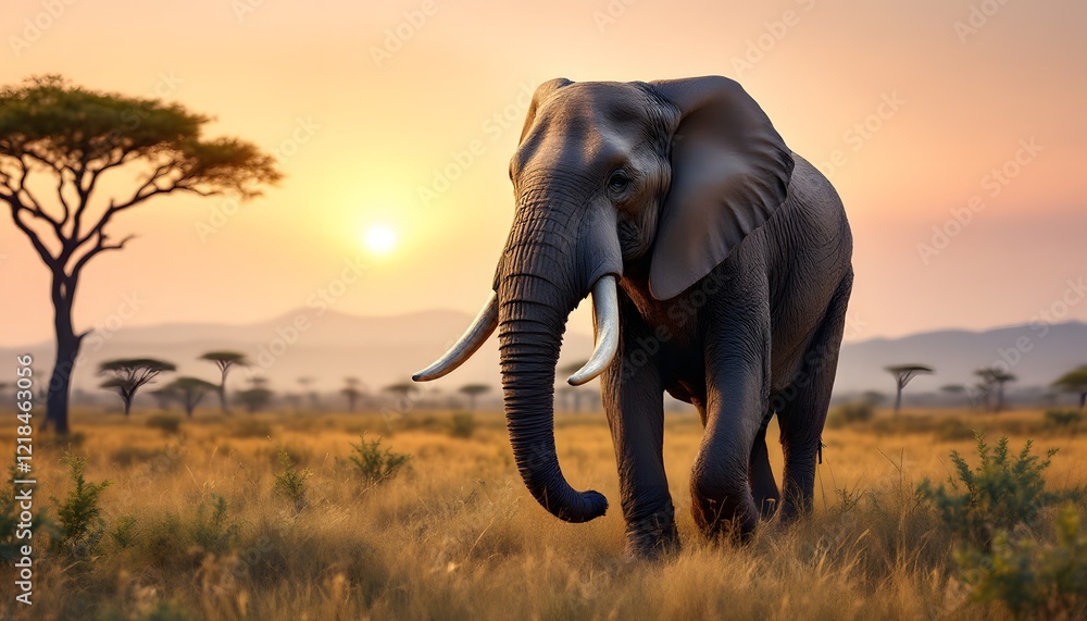 Ultra-realistic image of a majestic African elephant standing proudly ...