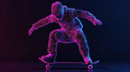 Wall Mural - Dynamic Skateboarder in Abstract Particle Style