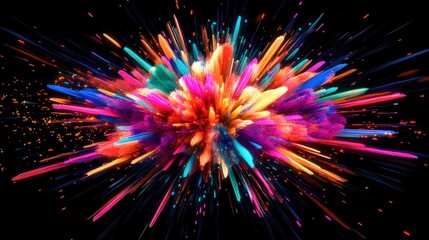 Wall Mural - vibrant color explosion on black background.