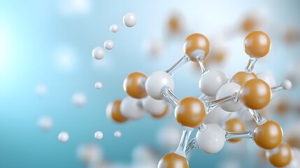 Poster - Vibrant 3D rendering of dynamic floating molecular structures and amino acid models illustrating a complex protein background concept  This futuristic