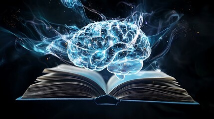 Poster - A book is open to a page with a brain on it