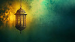 © mohammad - Middle Eastern style hanging golden lantern, surrounded by emerald green and golden yellow gradient, Ai generated images