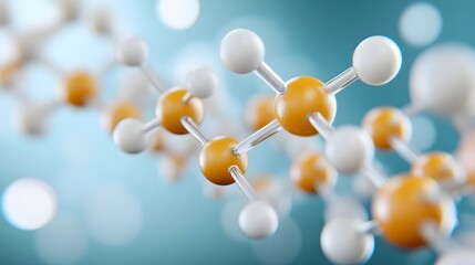 Fototapete - Dynamic 3D visualization of vibrant molecules floating in space representing an intricate protein structure and amino acid model concept background with a futuristic scientific aesthetic