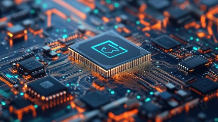CPU chip with a software update icon.