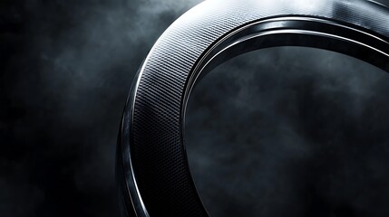 Abstract Metallic Ring Against Smoky Background