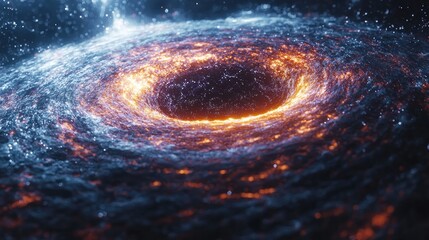 Wall Mural - mesmerizing cosmic swirl: glowing singularity and fiery nebulae