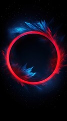 Wall Mural - futuristic glowing red blue circle with abstract space background